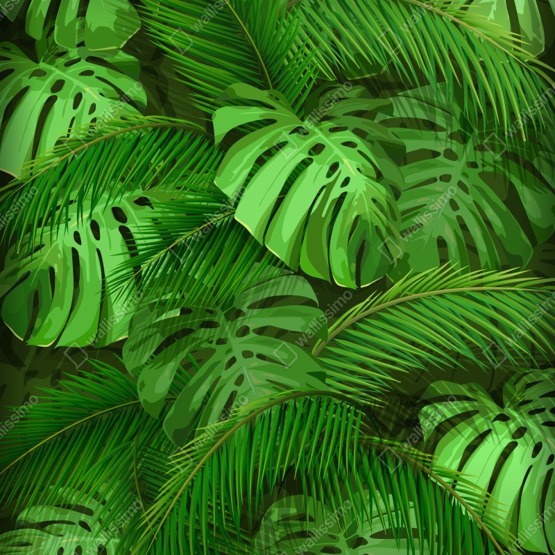 Naklejka na biurko i stół bujne tropikalne liście monstery i palmy – Wallissimo® Naklejka na biurko i stół bujne tropikalne liście monstery i palmy – Wallissimo®