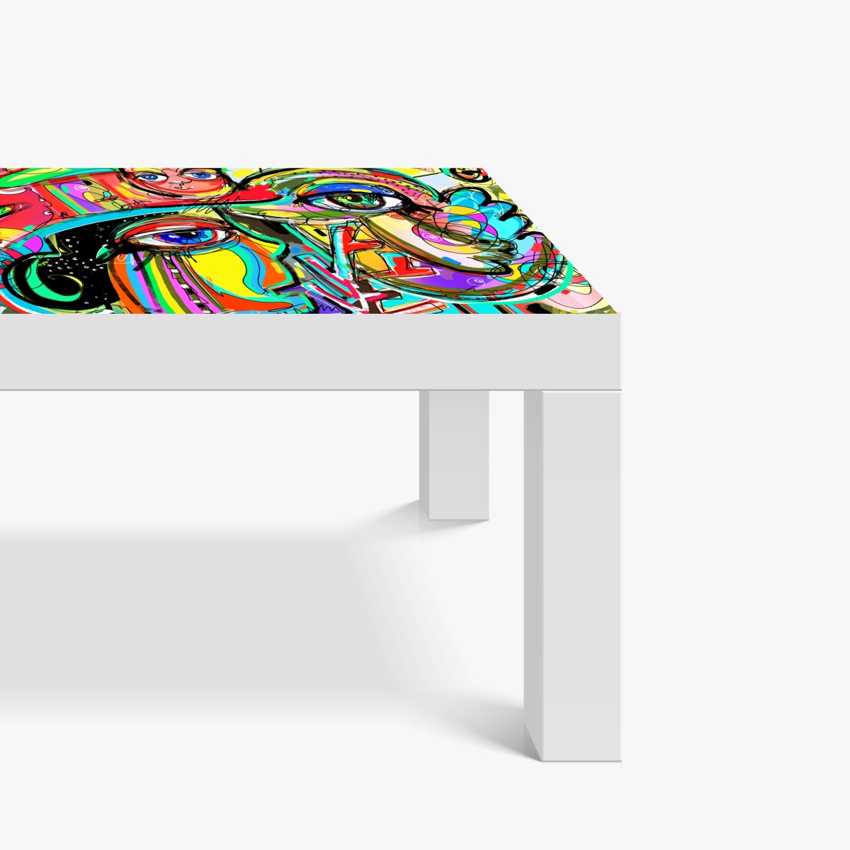 Naklejka na biurko i stół żywe abstrakcyjne twarze z kotem i ptakiem – Wallissimo® Naklejka na biurko i stół żywe abstrakcyjne twarze z kotem i ptakiem – Wallissimo®