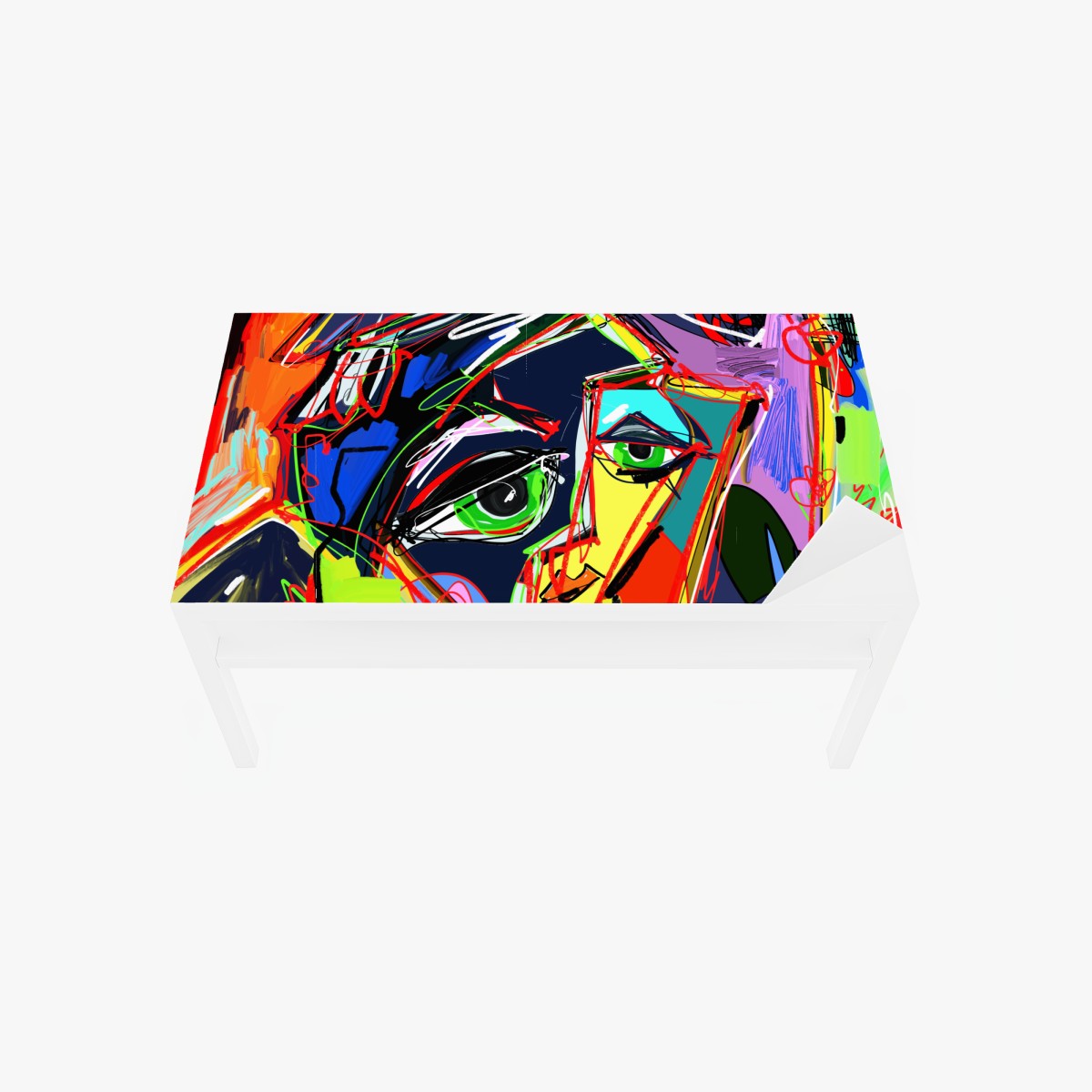 Table & desk veneer vibrant abstract face portrait