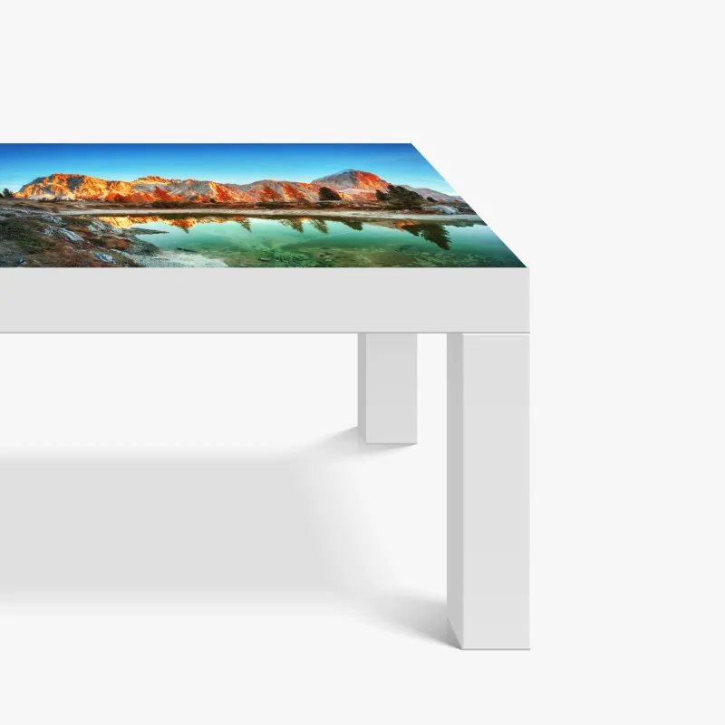 Naklejka na biurko i stół wzór akwarelowy z liśćmi eukaliptusa na ciemnozielonym tle – Wallissimo®