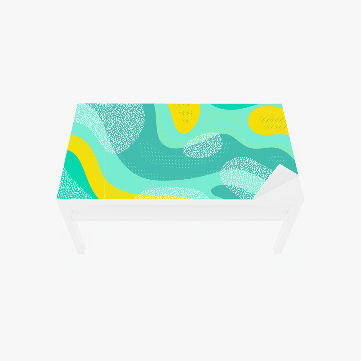 Table & desk veneer turquoise and yellow abstract pattern