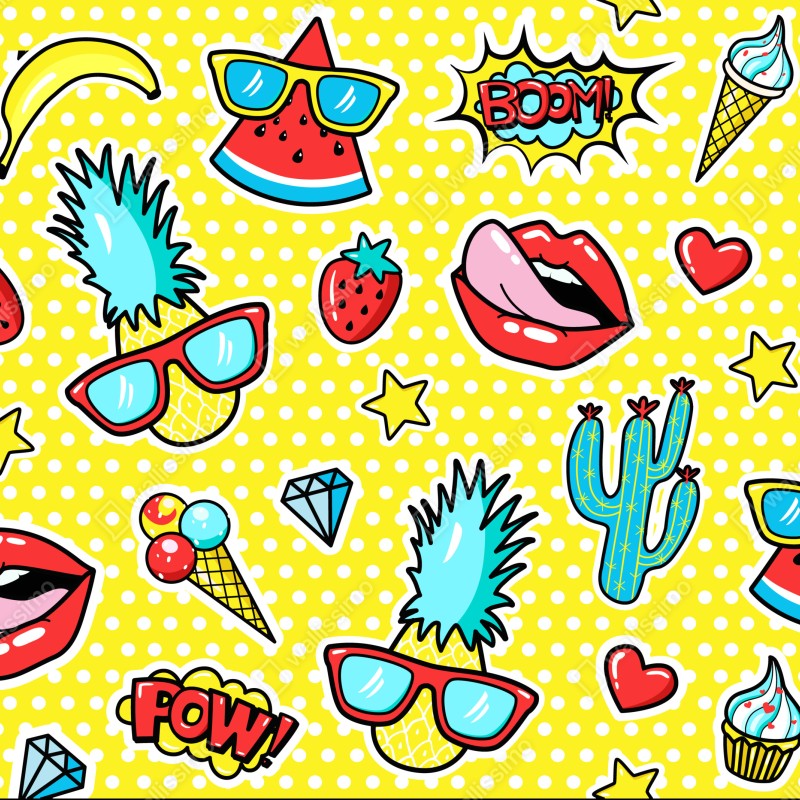 Naklejka na biurko i stół jaskrawy wzór naklejek w stylu pop-art – Wallissimo® Naklejka na biurko i stół jaskrawy wzór naklejek w stylu pop-art – Wallissimo®