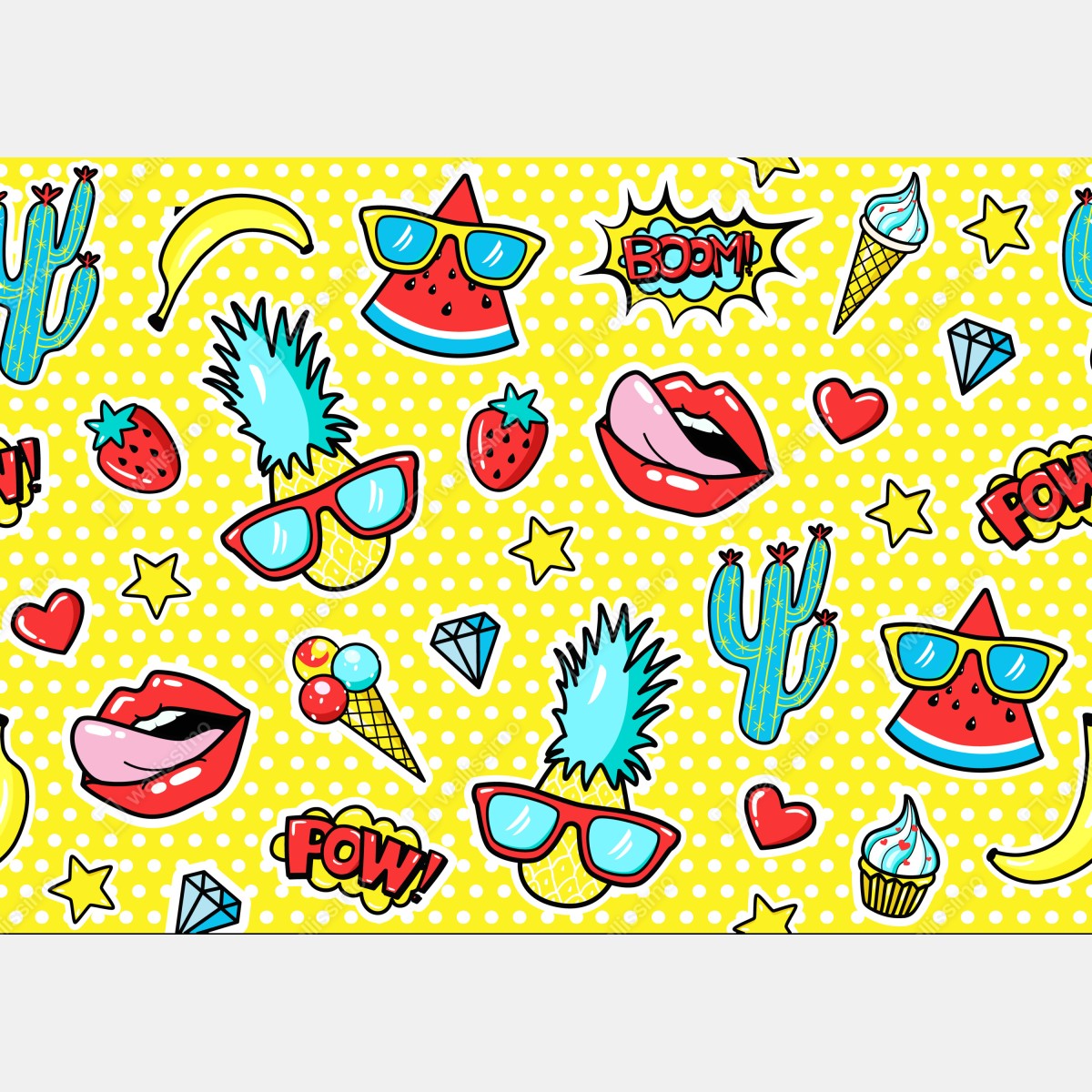 Naklejka na biurko i stół jaskrawy wzór naklejek w stylu pop-art – Wallissimo® Naklejka na biurko i stół jaskrawy wzór naklejek w stylu pop-art – Wallissimo®