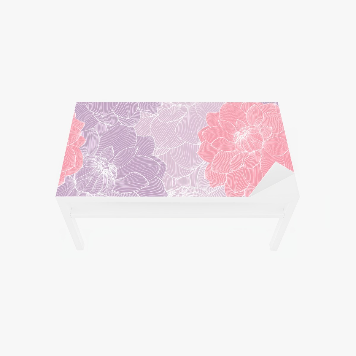 Table & desk veneer soft pastel floral bloom pattern