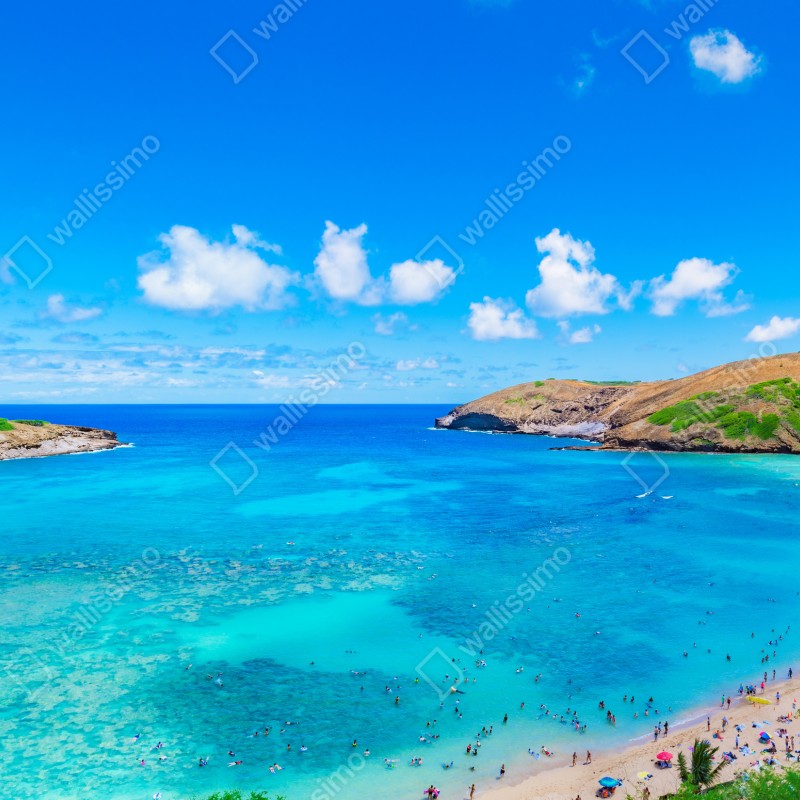 Naklejka na biurko i stół tropikalna turkusowa zatoka panorama – Wallissimo® Naklejka na biurko i stół tropikalna turkusowa zatoka panorama – Wallissimo®