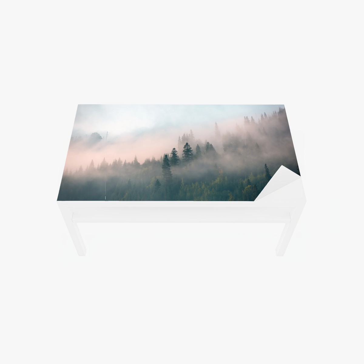 Table & desk veneer misty morning forest landscape