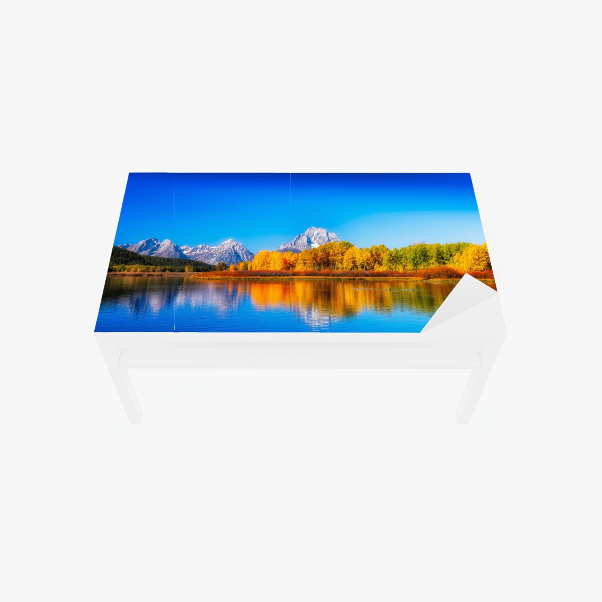 Table & desk veneer autumn mountains and lake reflections