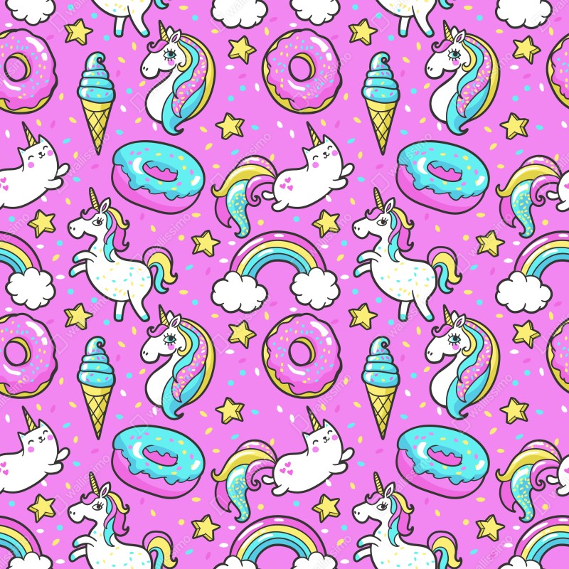 Naklejka na biurko i stół pastelowe jednorożce i słodkości – Wallissimo® Naklejka na biurko i stół pastelowe jednorożce i słodkości – Wallissimo®