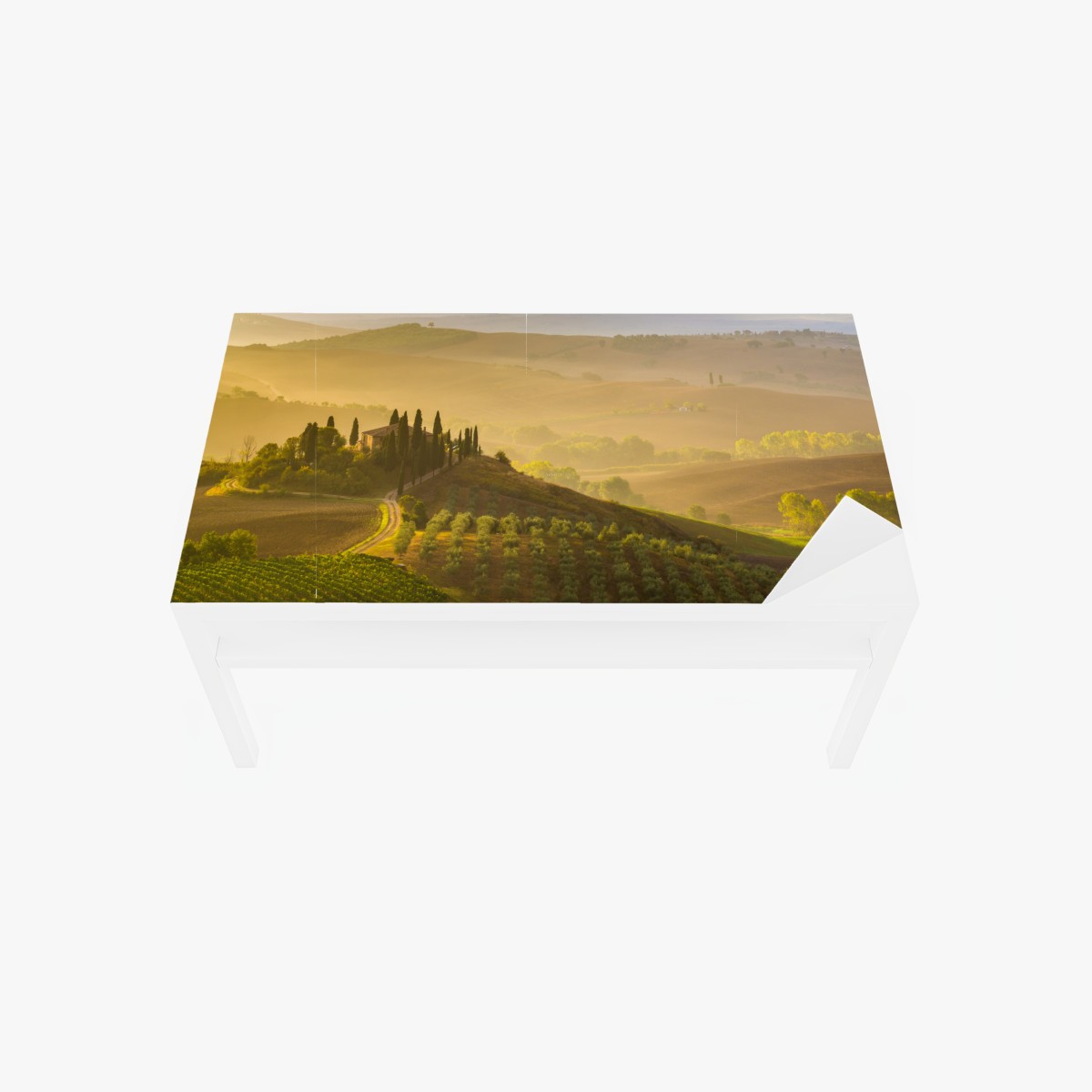 Table & desk veneer misty morning over Val d'Orcia