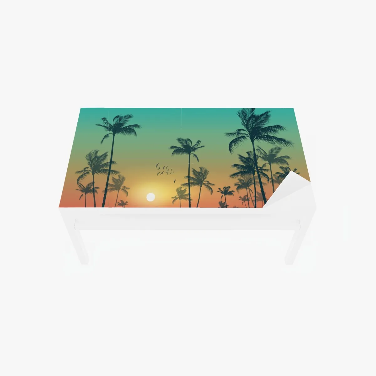 Naklejka na biurko i stół tropikalny zachód słońca z palmami – Wallissimo® Naklejka na biurko i stół tropikalny zachód słońca z palmami – Wallissimo®