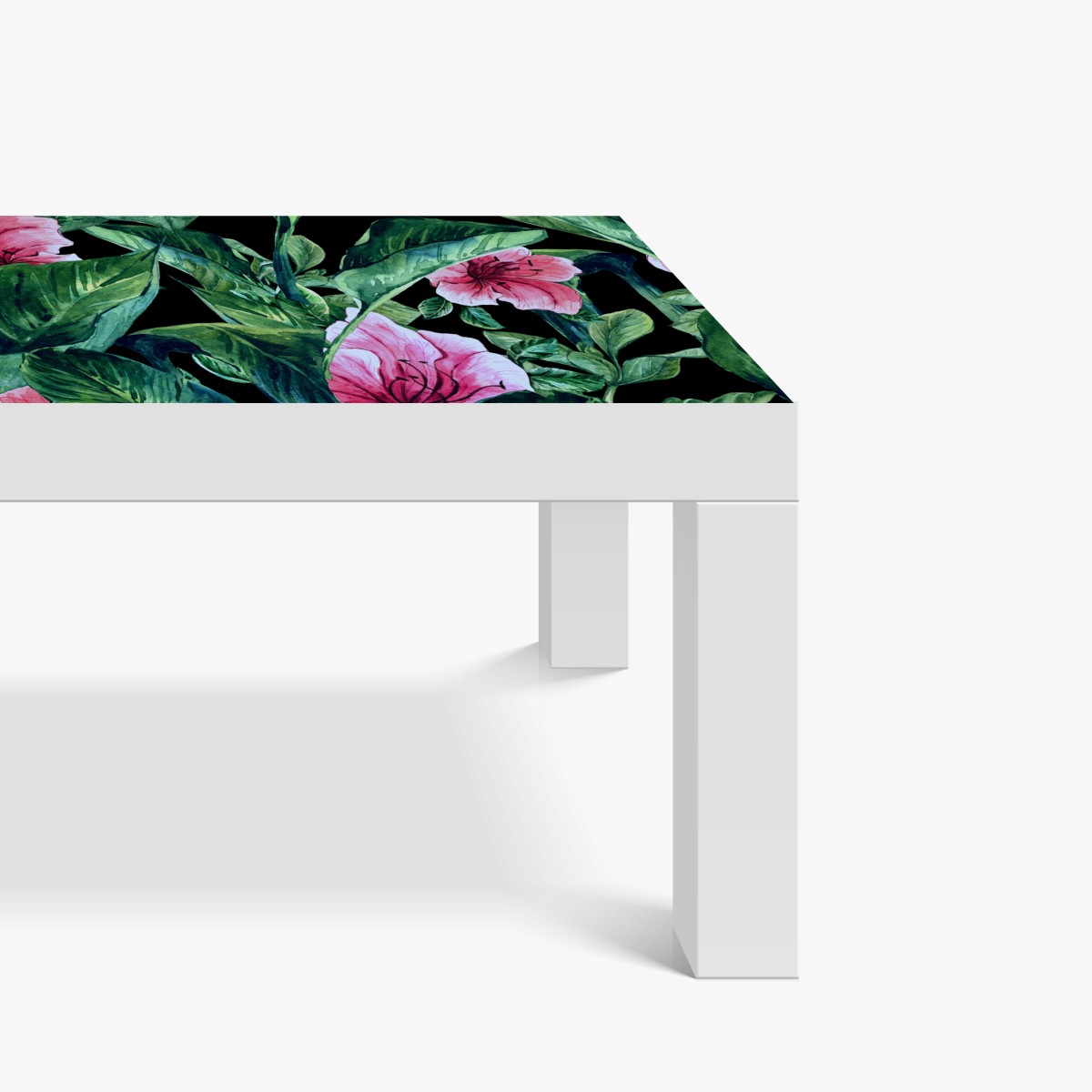 Naklejka na biurko i stół różowe akwarelowe kwiaty na czarnym tle – Wallissimo® Naklejka na biurko i stół różowe akwarelowe kwiaty na czarnym tle – Wallissimo®