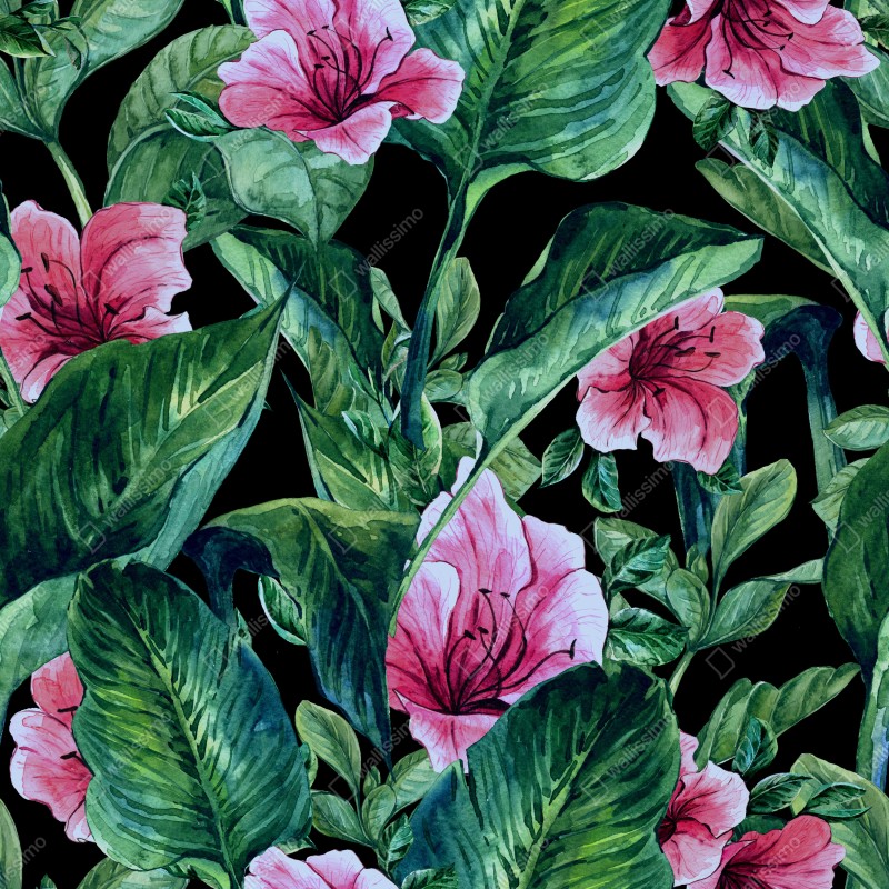 Naklejka na biurko i stół różowe akwarelowe kwiaty na czarnym tle – Wallissimo® Naklejka na biurko i stół różowe akwarelowe kwiaty na czarnym tle – Wallissimo®