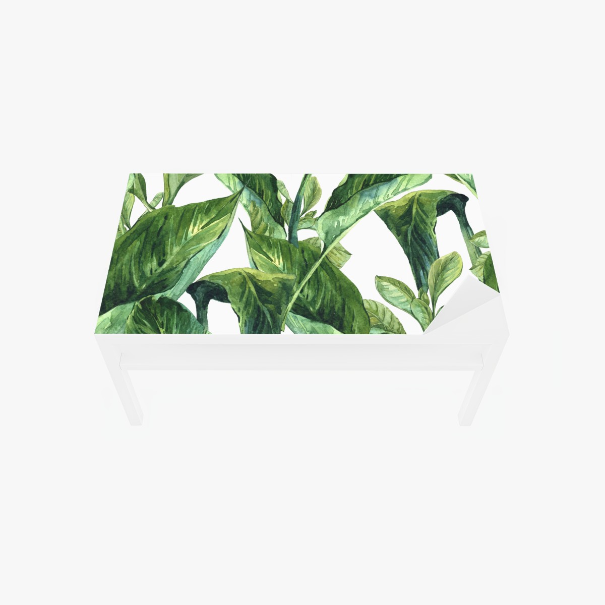 Table & desk veneer lush watercolor tropical leaves pattern