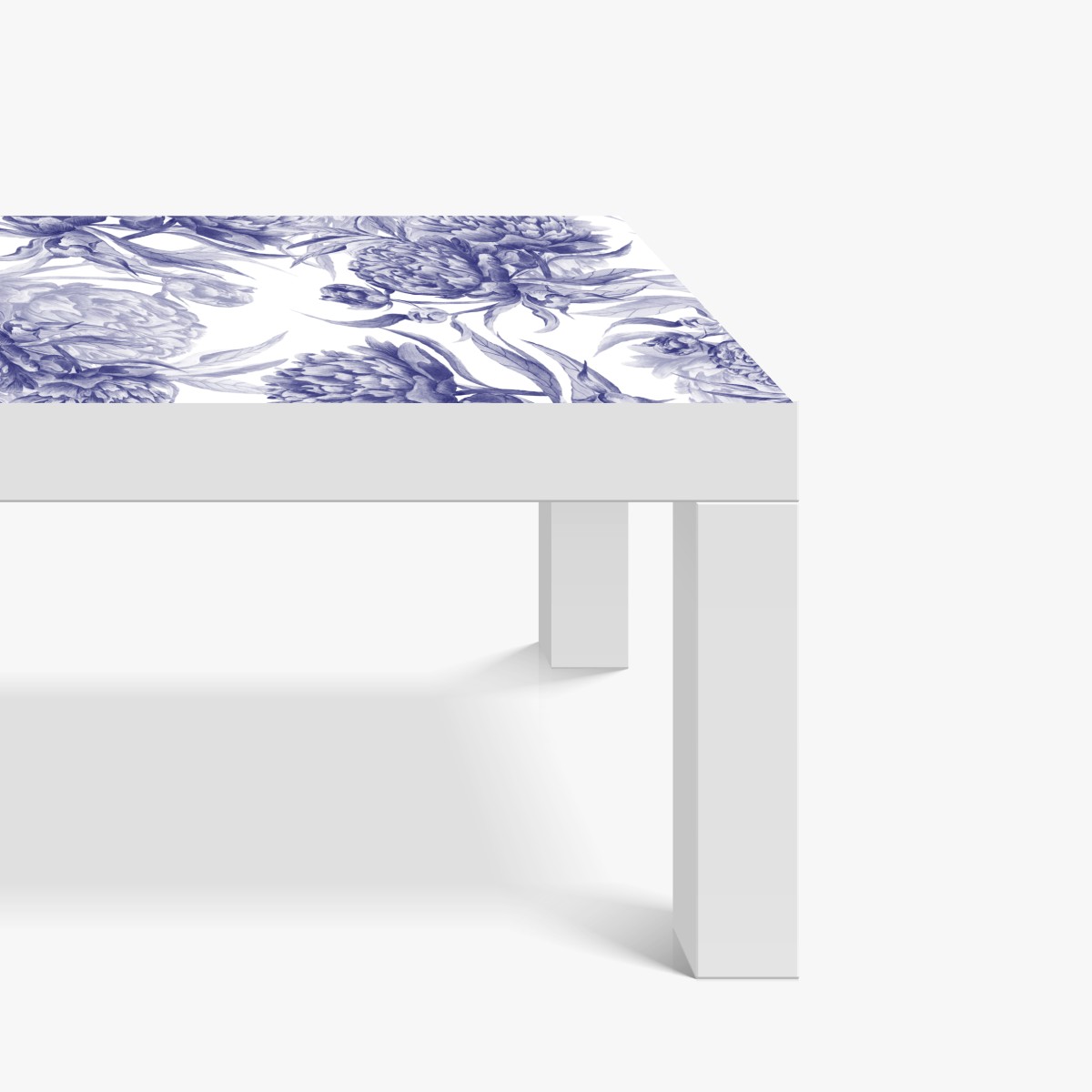 Naklejka na biurko i stół niebieskie peonie w stylu botanicznym – Wallissimo® Naklejka na biurko i stół niebieskie peonie w stylu botanicznym – Wallissimo®