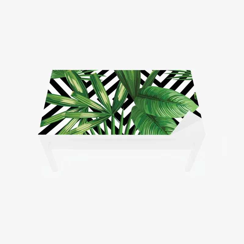 Naklejka na biurko i stół ręcznie rysowany wzór liści na miętowym tle – Wallissimo®