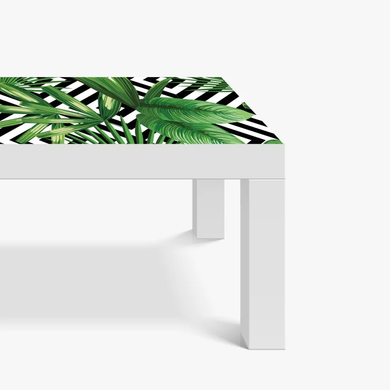 Naklejka na biurko i stół ręcznie rysowany wzór liści na miętowym tle – Wallissimo®