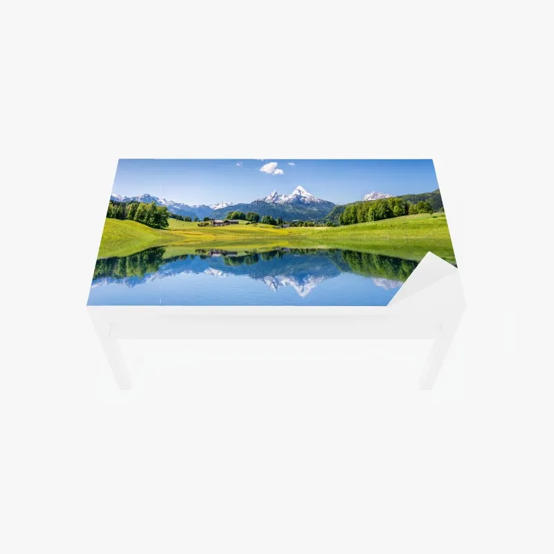 Naklejka na biurko i stół panorama Mont Blanc odbita w Lac Blanc – Wallissimo®