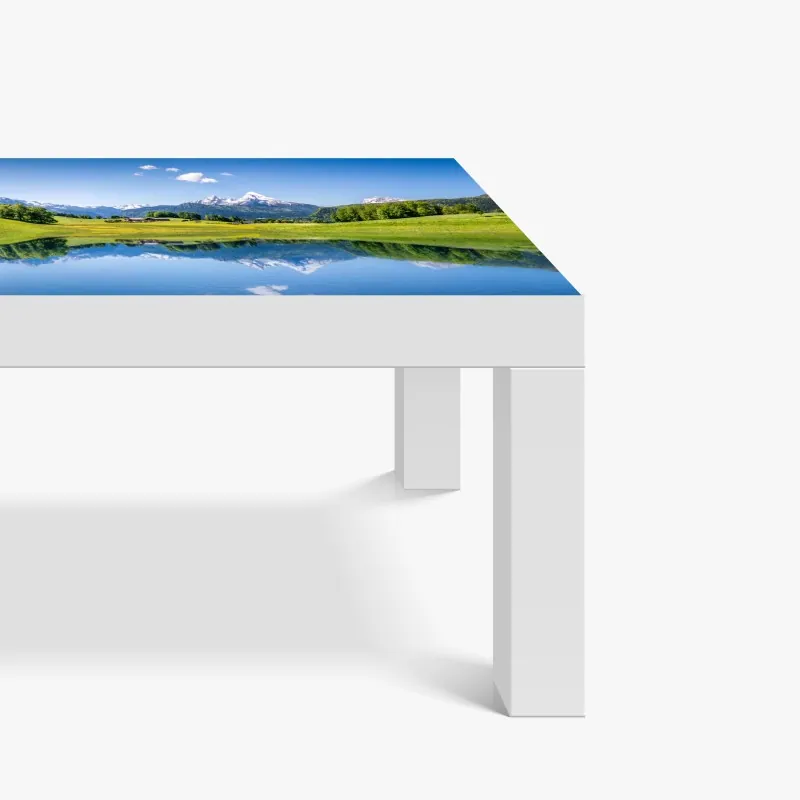 Naklejka na biurko i stół panorama Mont Blanc odbita w Lac Blanc – Wallissimo®