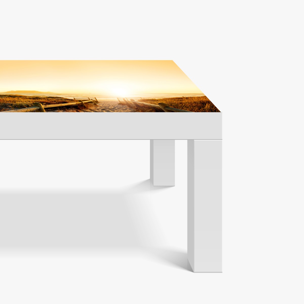 Naklejka na biurko i stół złota panorama zachodu słońca nad plażą z Górą Stołową – Wallissimo® Naklejka na biurko i stół złota panorama zachodu słońca nad plażą z Górą Stołową – Wallissimo®