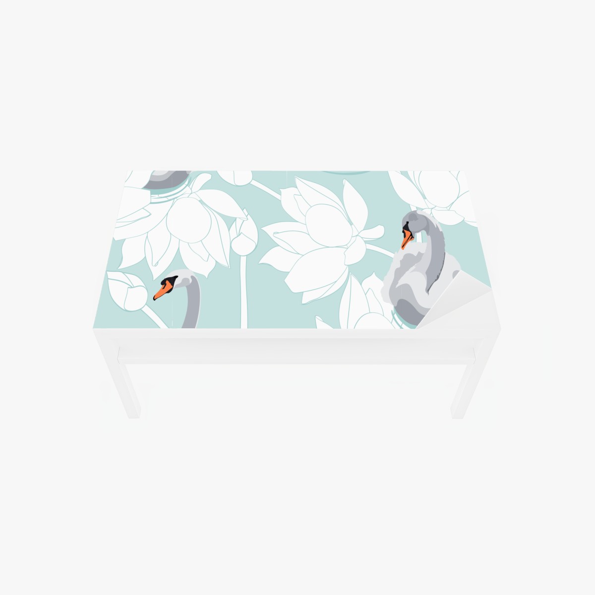Table & desk veneer serene swans and lotus pattern