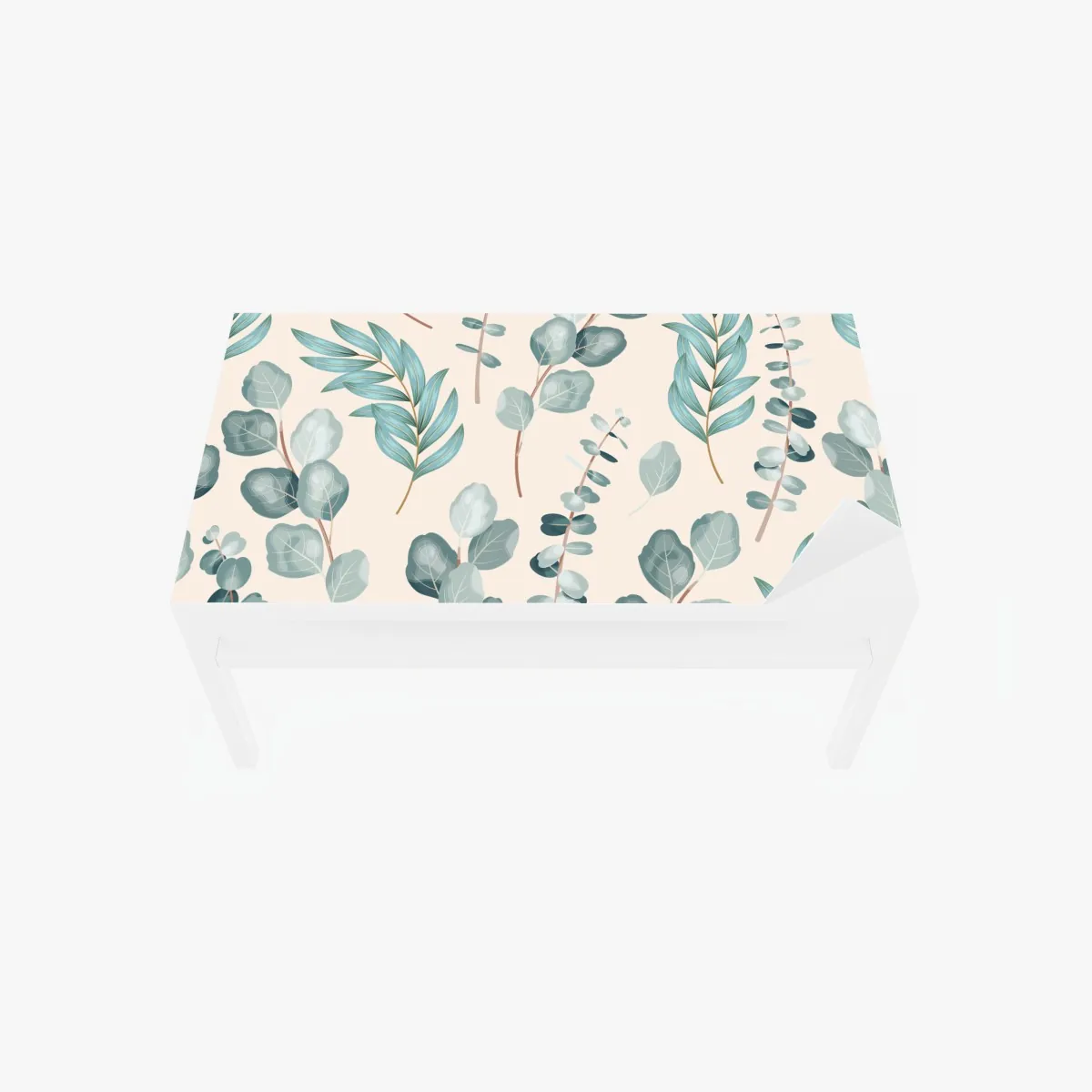 Naklejka na biurko i stół pastelowy wzór liści eukaliptusa – Wallissimo® Naklejka na biurko i stół pastelowy wzór liści eukaliptusa – Wallissimo®