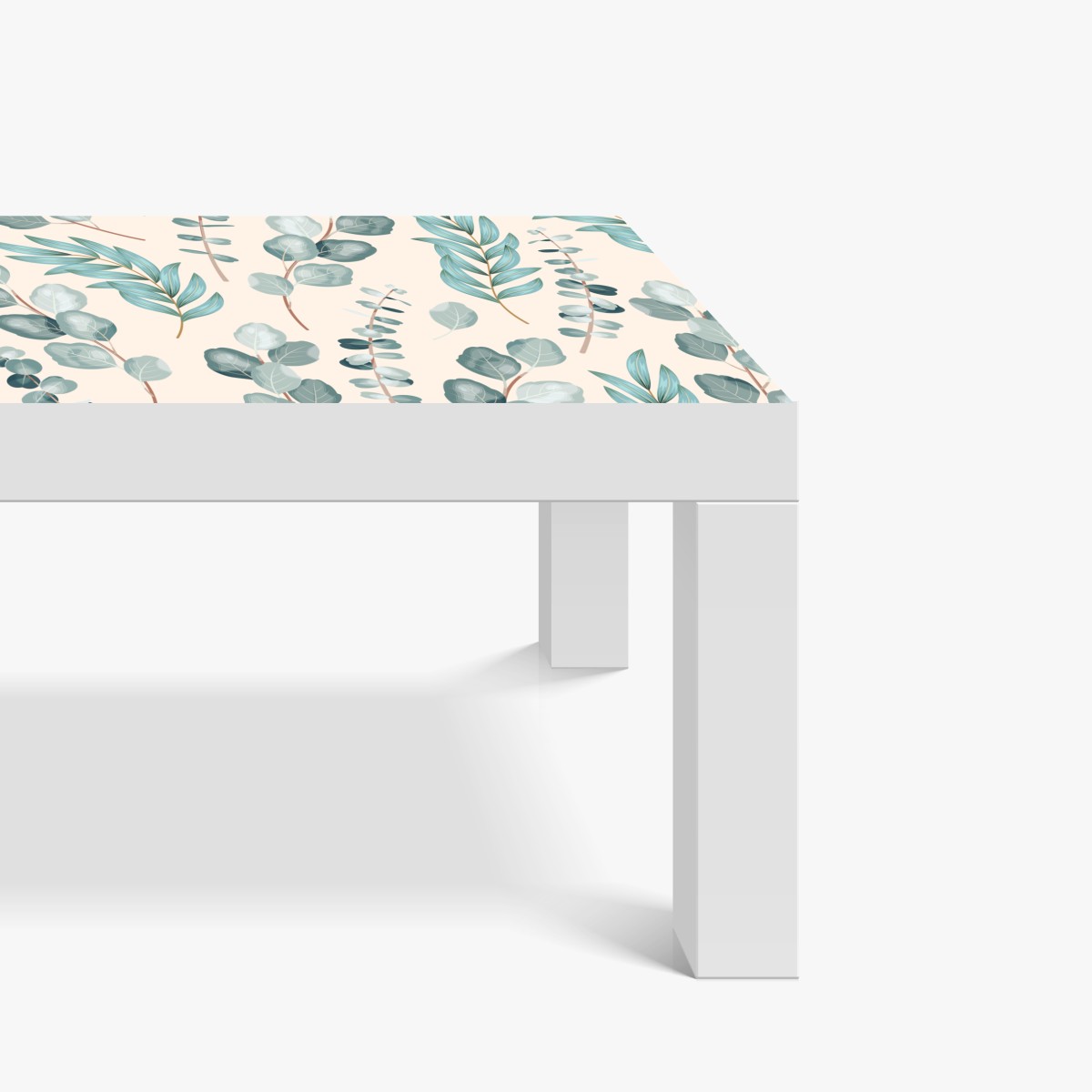 Naklejka na biurko i stół pastelowy wzór liści eukaliptusa – Wallissimo® Naklejka na biurko i stół pastelowy wzór liści eukaliptusa – Wallissimo®