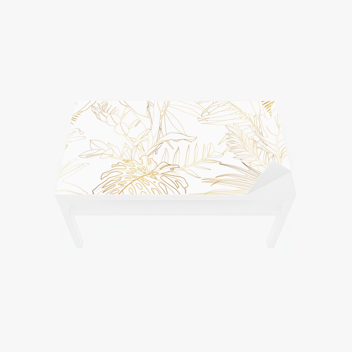 Table & desk veneer gold tropical leaves line art