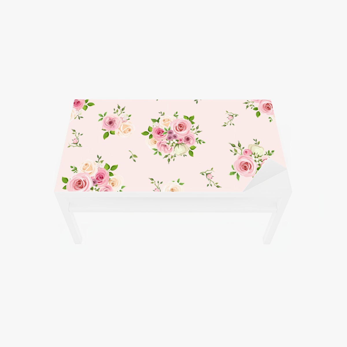 Table & desk veneer delicate pink rose bouquet pattern