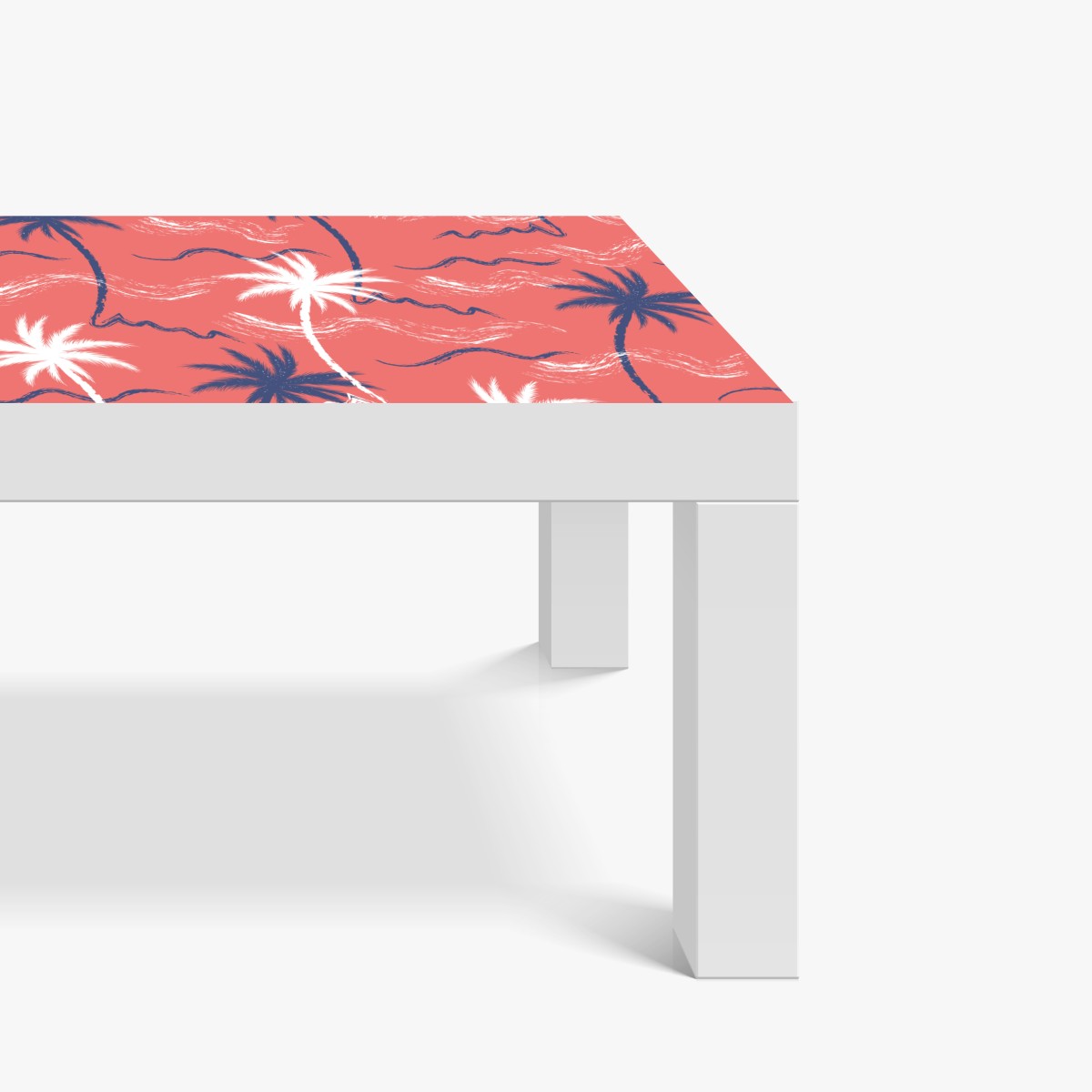 Naklejka na biurko i stół tropikalny wzór palm w kolorze koralowym i granatowym – Wallissimo® Naklejka na biurko i stół tropikalny wzór palm w kolorze koralowym i granatowym – Wallissimo®