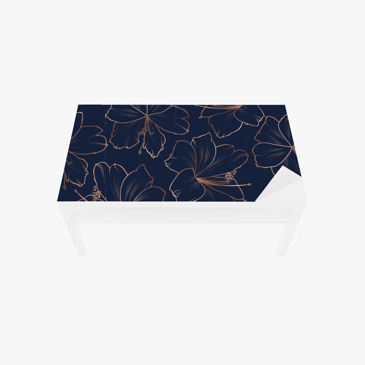 Table & desk veneer navy and gold floral line art print