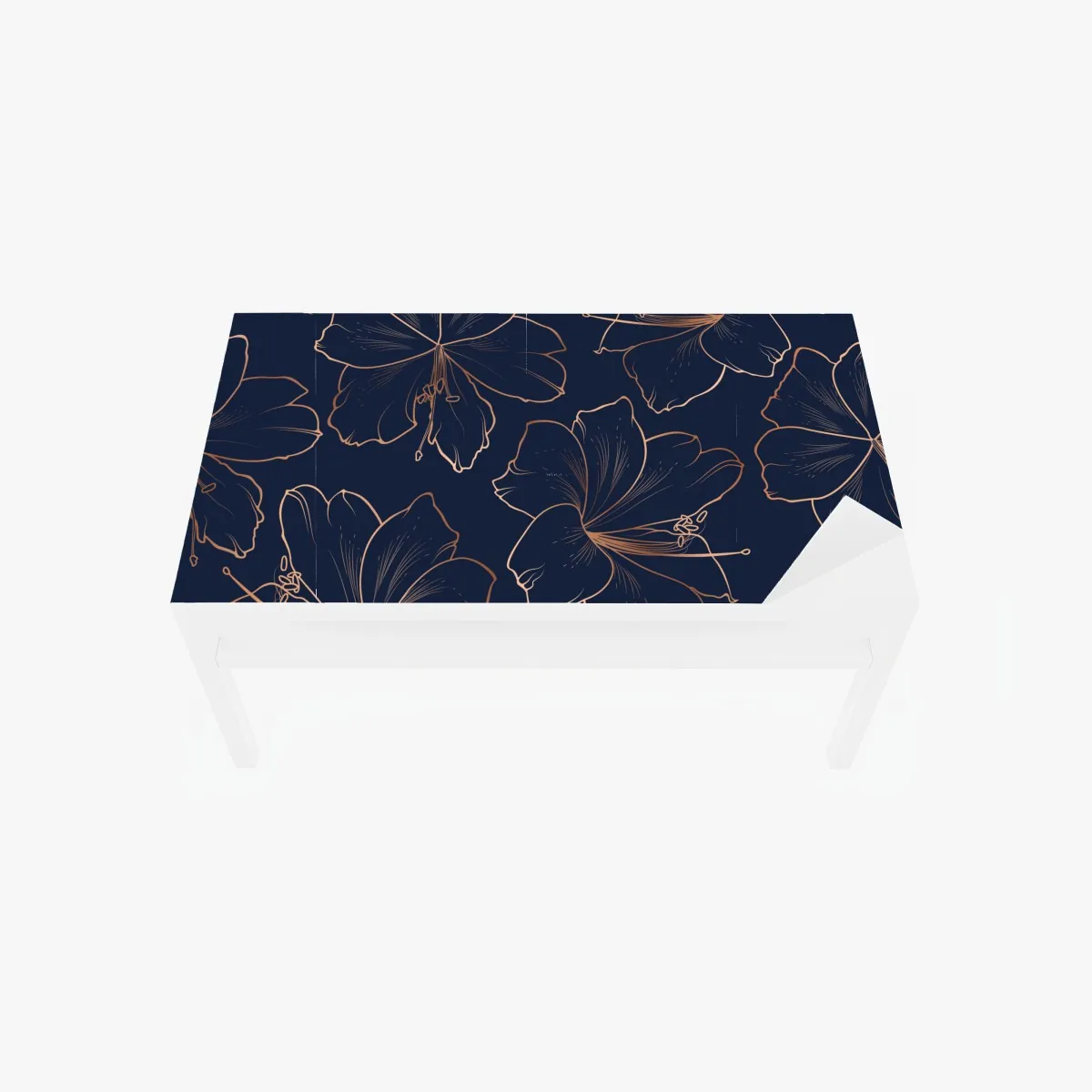 Naklejka na biurko i stół granatowy motyw z złotymi konturami kwiatów – Wallissimo® Naklejka na biurko i stół granatowy motyw z złotymi konturami kwiatów – Wallissimo®