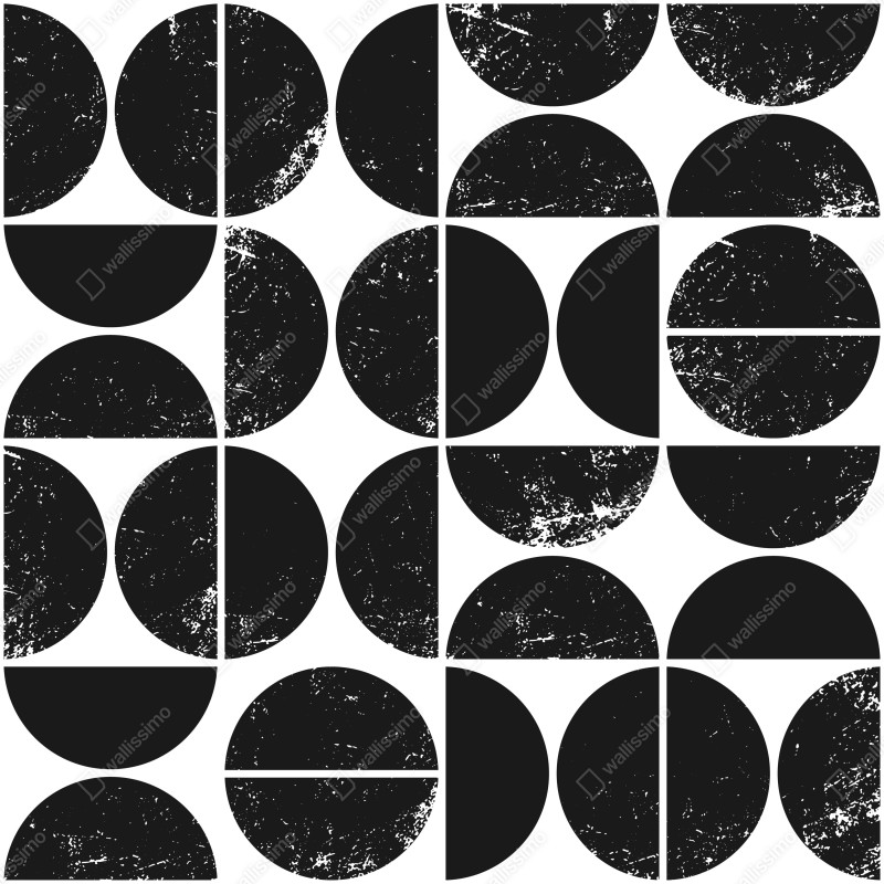 Naklejka na biurko i stół czarny geometryczny wzór z kół i półkół – Wallissimo® Naklejka na biurko i stół czarny geometryczny wzór z kół i półkół – Wallissimo®