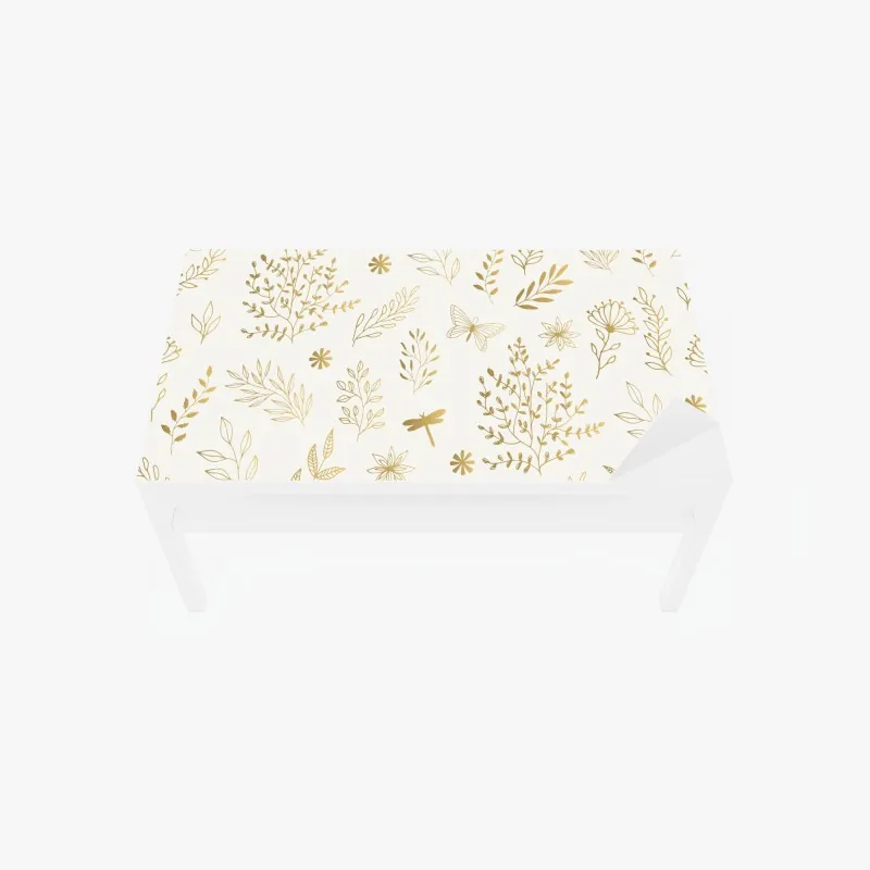 Naklejka na biurko i stół złoty botaniczny wzór