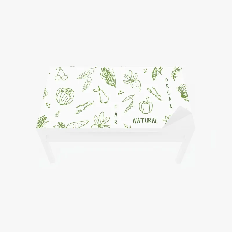 Naklejka na biurko i stół ręcznie rysowany wzór warzyw i owoców