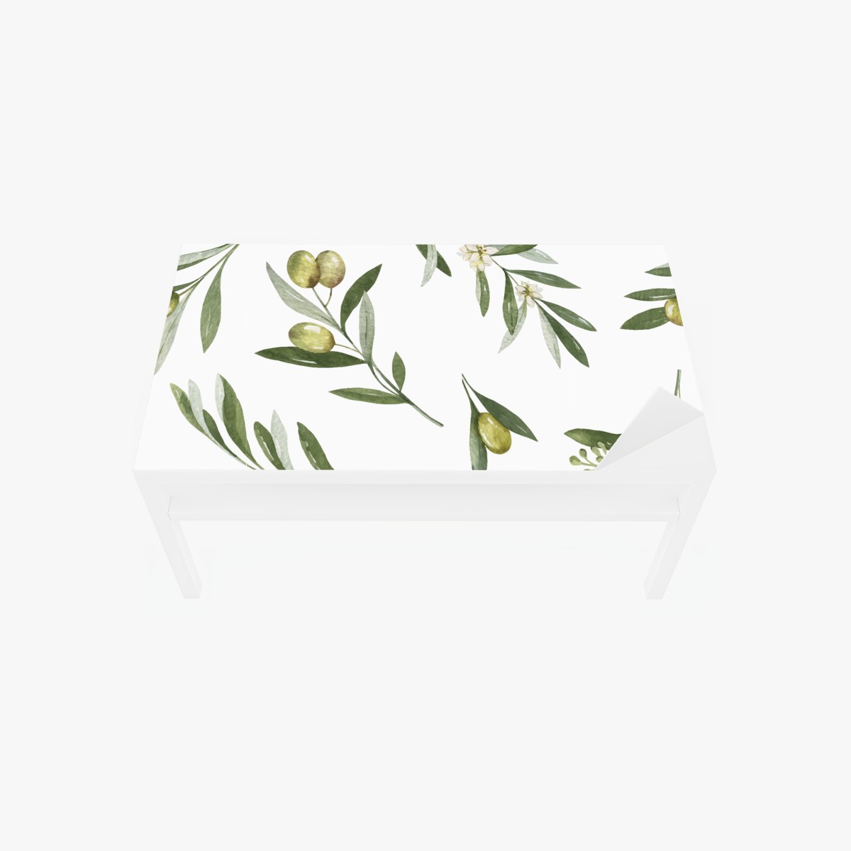 Table & desk veneer olive branch watercolor pattern