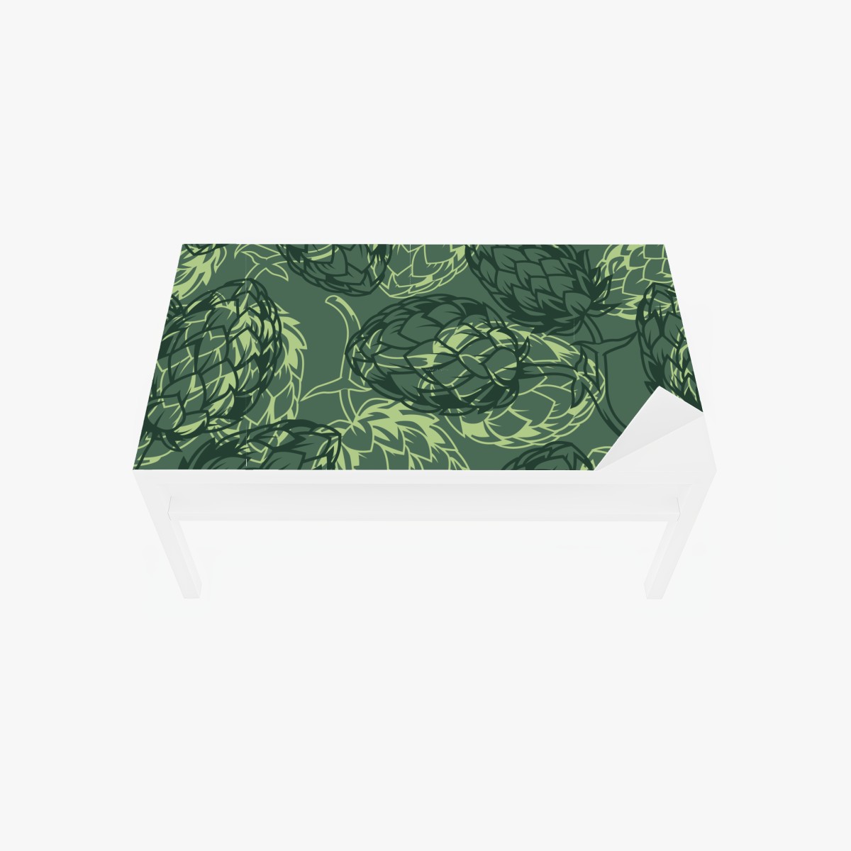 Table & desk veneer green hop cone botanical pattern