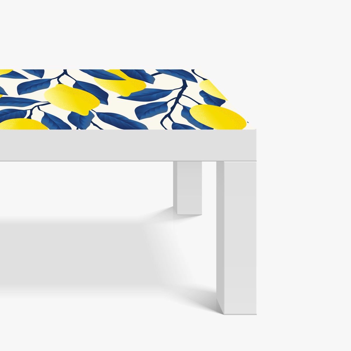 Naklejka na biurko i stół żywy wzór cytryn z niebieskimi liśćmi – Wallissimo® Naklejka na biurko i stół żywy wzór cytryn z niebieskimi liśćmi – Wallissimo®