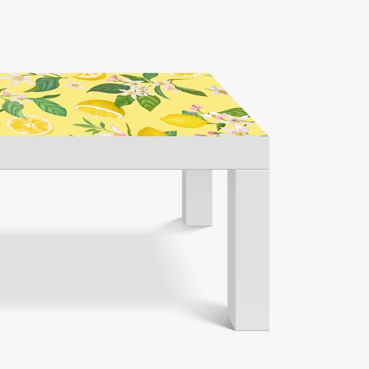 Naklejka na biurko i stół wzór z kwiatami i cytrynami – Wallissimo® Naklejka na biurko i stół wzór z kwiatami i cytrynami – Wallissimo®