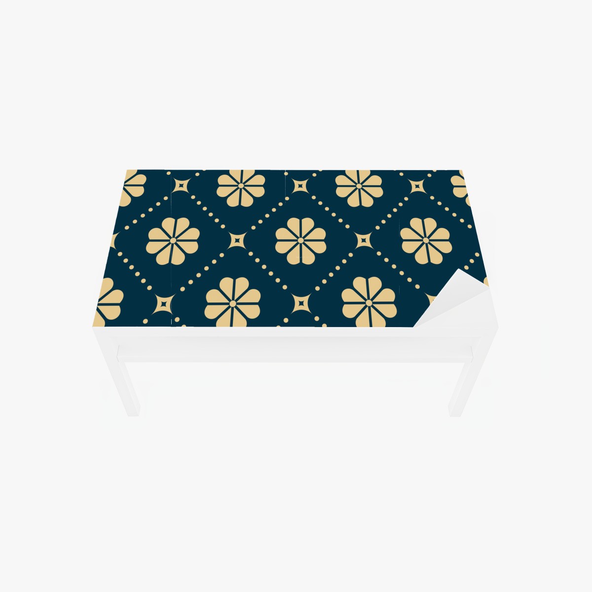 Table & desk veneer teal and beige floral geometric pattern