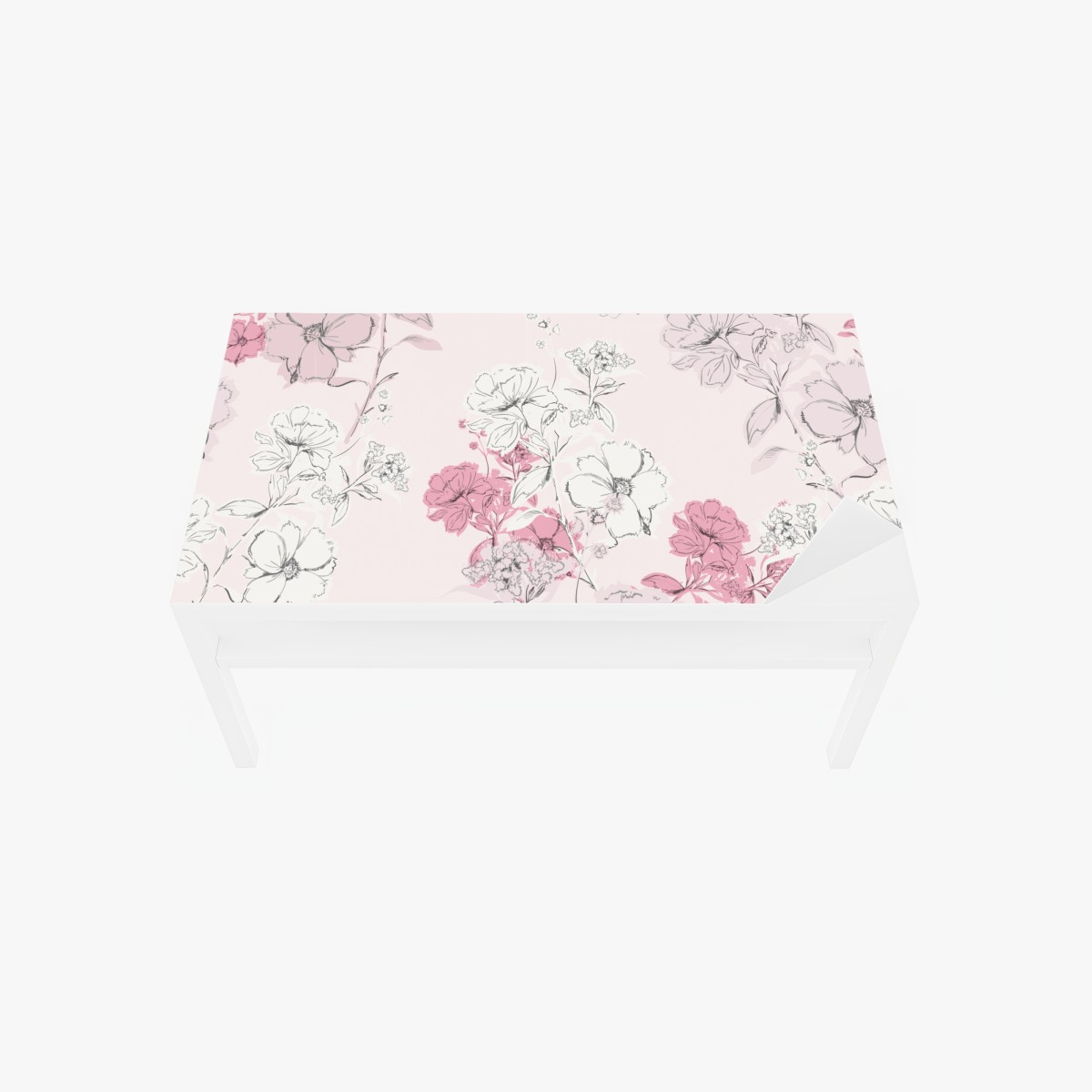Table & desk veneer soft pink floral pattern