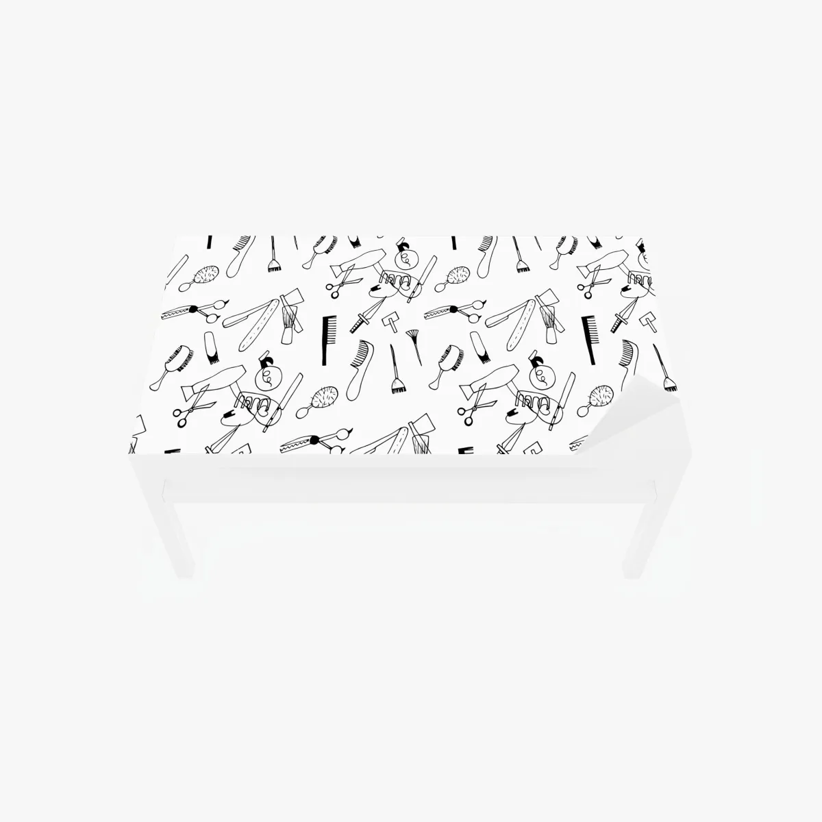 Naklejka na biurko i stół ręcznie rysowany wzór narzędzi fryzjerskich – Wallissimo® Naklejka na biurko i stół ręcznie rysowany wzór narzędzi fryzjerskich – Wallissimo®