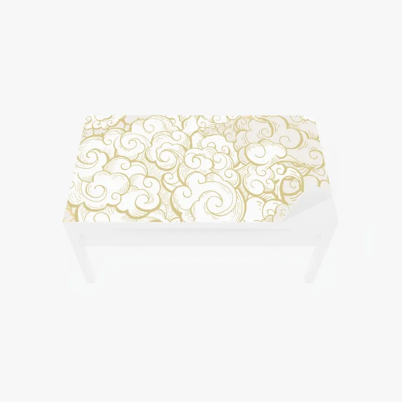 Naklejka na biurko i stół ornamentalny złoty wzór chmur