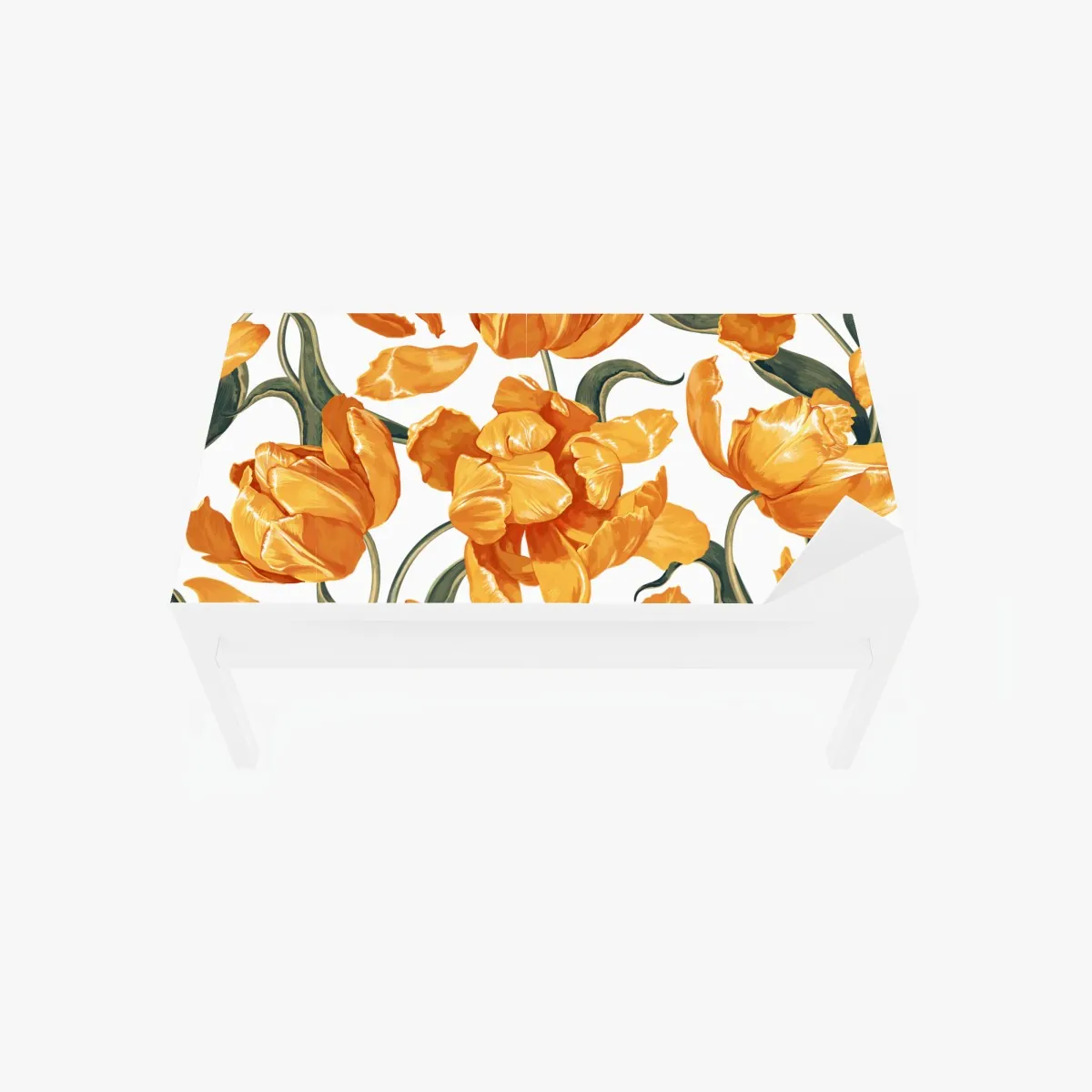 Naklejka na biurko i stół wzór z żywymi pomarańczowymi tulipanami – Wallissimo® Naklejka na biurko i stół wzór z żywymi pomarańczowymi tulipanami – Wallissimo®