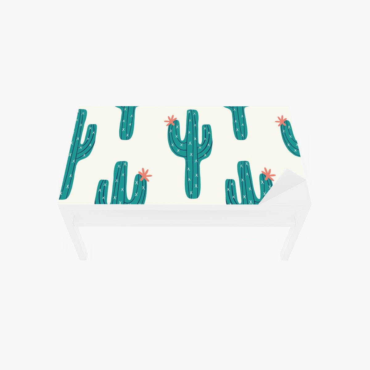 Table & desk veneer playful turquoise cactus pattern