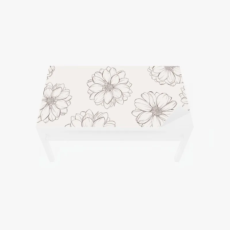 Naklejka na biurko i stół delikatny wzór kwiatowy w odcieniach beżu