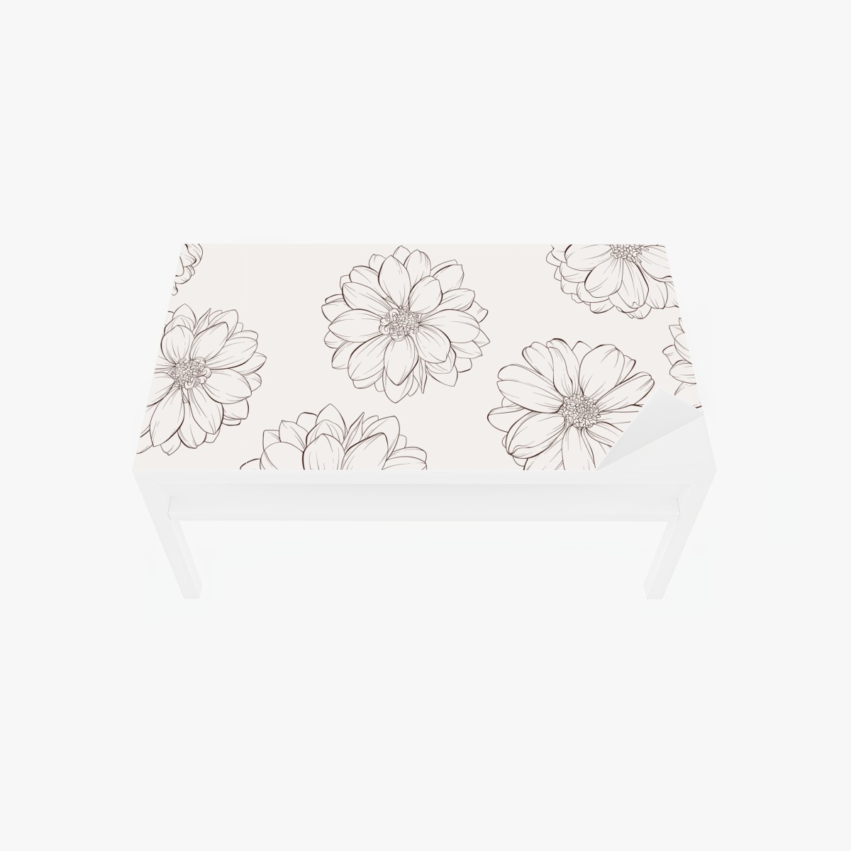 Table & desk veneer delicate line flower pattern on beige