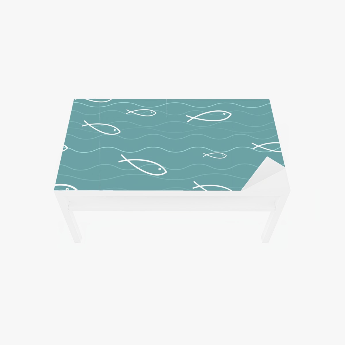 Table & desk veneer turquoise fish pattern