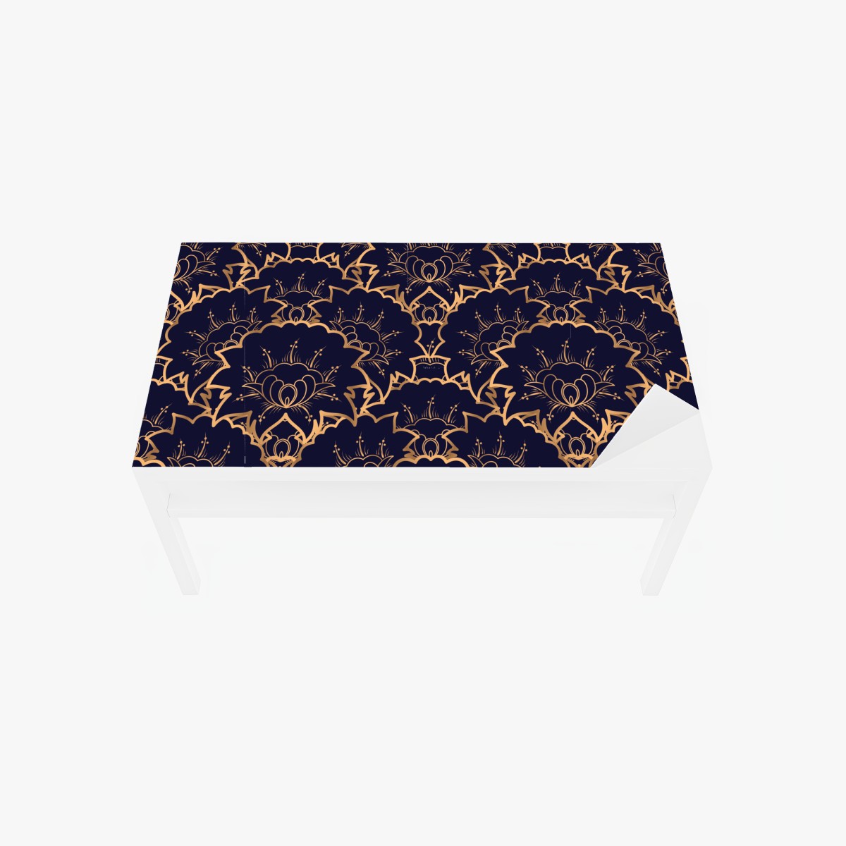 Table & desk veneer luxury gold floral pattern on navy
