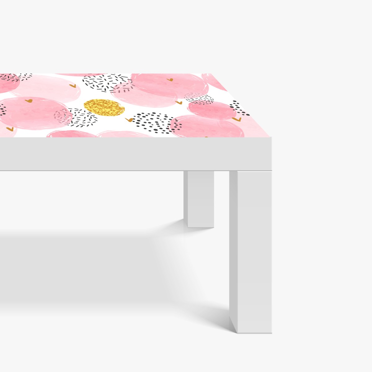 Naklejka na biurko i stół różowy akwarelowy wzór z okręgami i złotymi akcentami – Wallissimo® Naklejka na biurko i stół różowy akwarelowy wzór z okręgami i złotymi akcentami – Wallissimo®