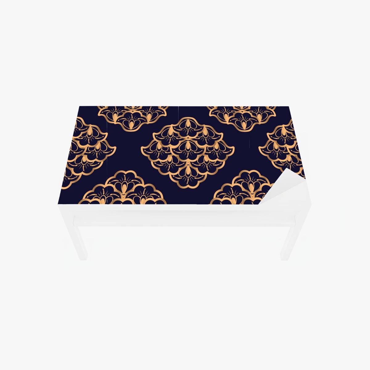 Table & desk veneer luxurious gold damask pattern on deep navy
